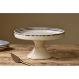 Indigo Drop Ceramic Cake Stand - Cream & Indigo