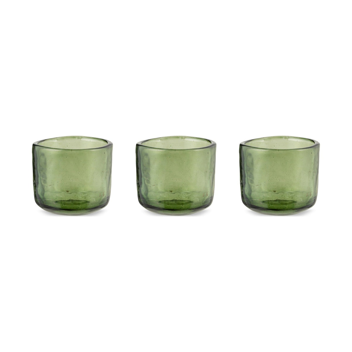Irda Glass Tealight Holder - Dark Emerald - Set of 3