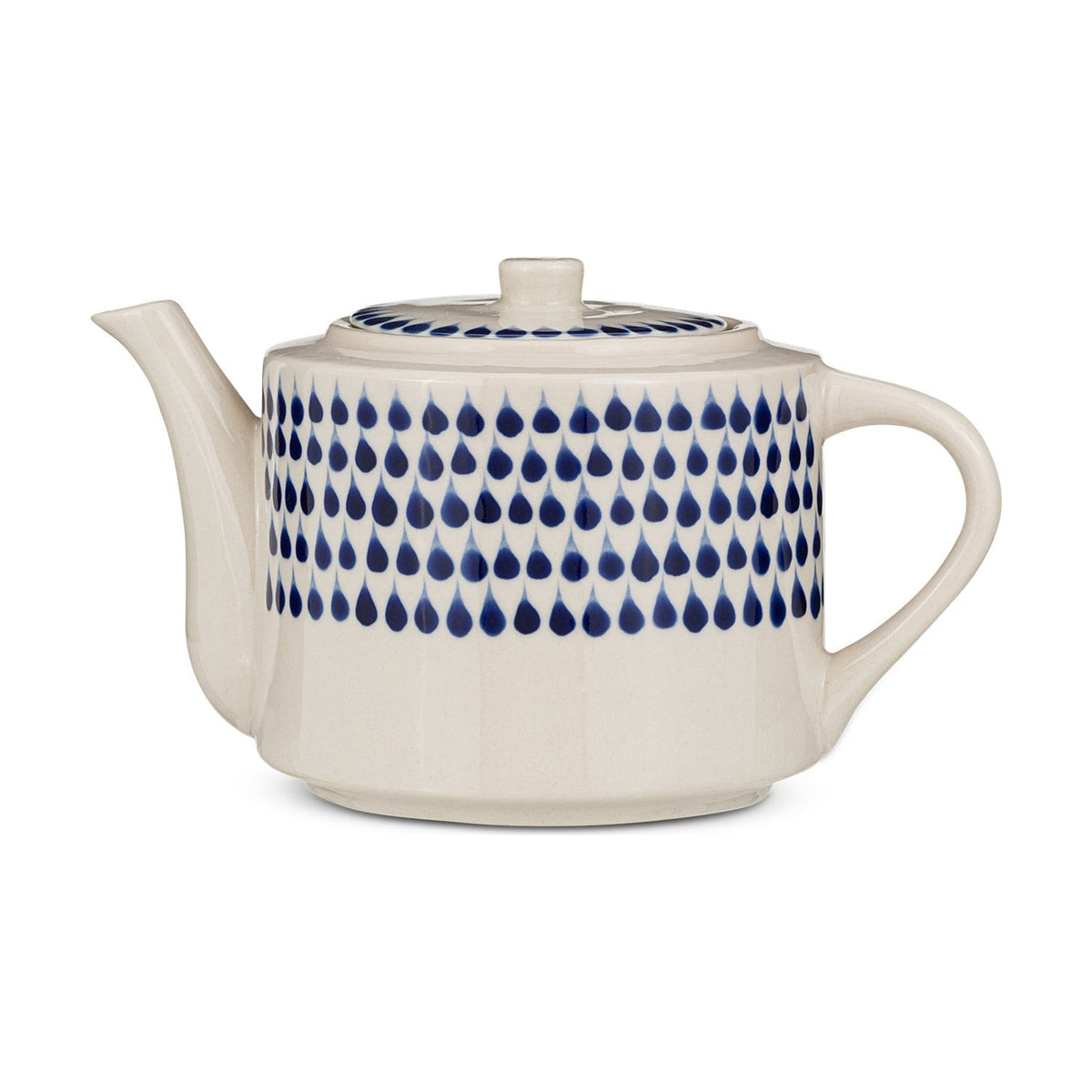Indigo Drop Ceramic Teapot - Cream & Indigo