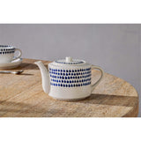 Indigo Drop Ceramic Teapot - Cream & Indigo