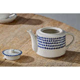 Indigo Drop Ceramic Teapot - Cream & Indigo