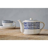 Indigo Drop Ceramic Teapot - Cream & Indigo