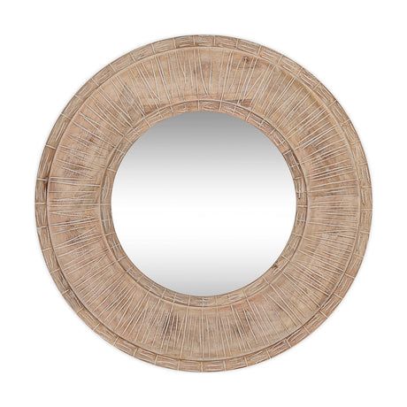 Itwa Mango Wood Carved Wall Mirror - Natural