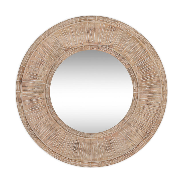Itwa Mango Wood Carved Wall Mirror - Natural