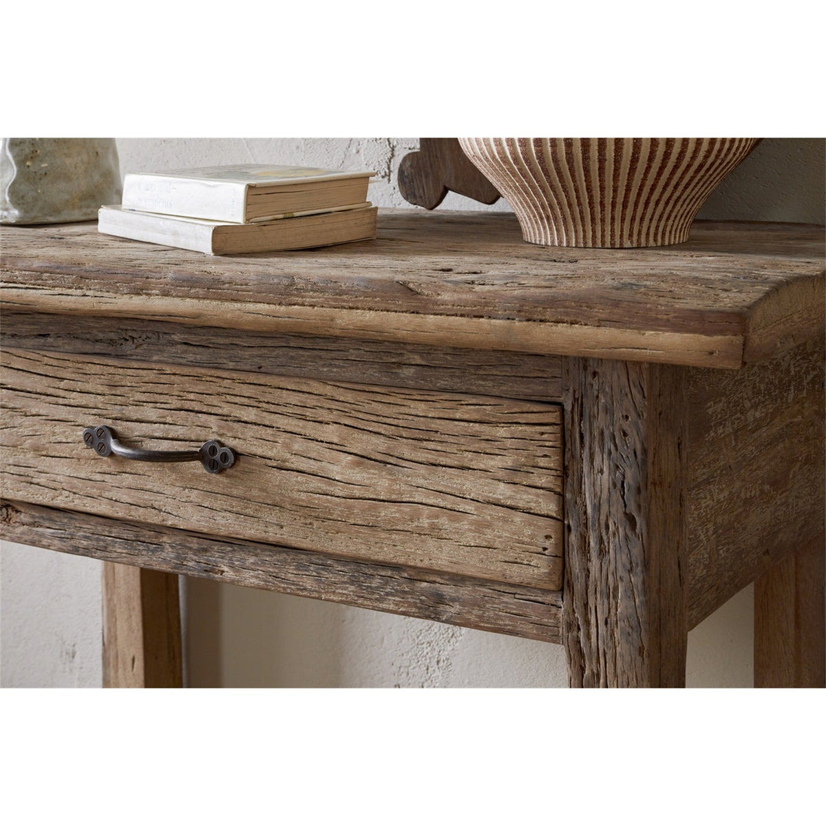 Ibo Reclaimed Wood 1 Drawer Console Table - Natural