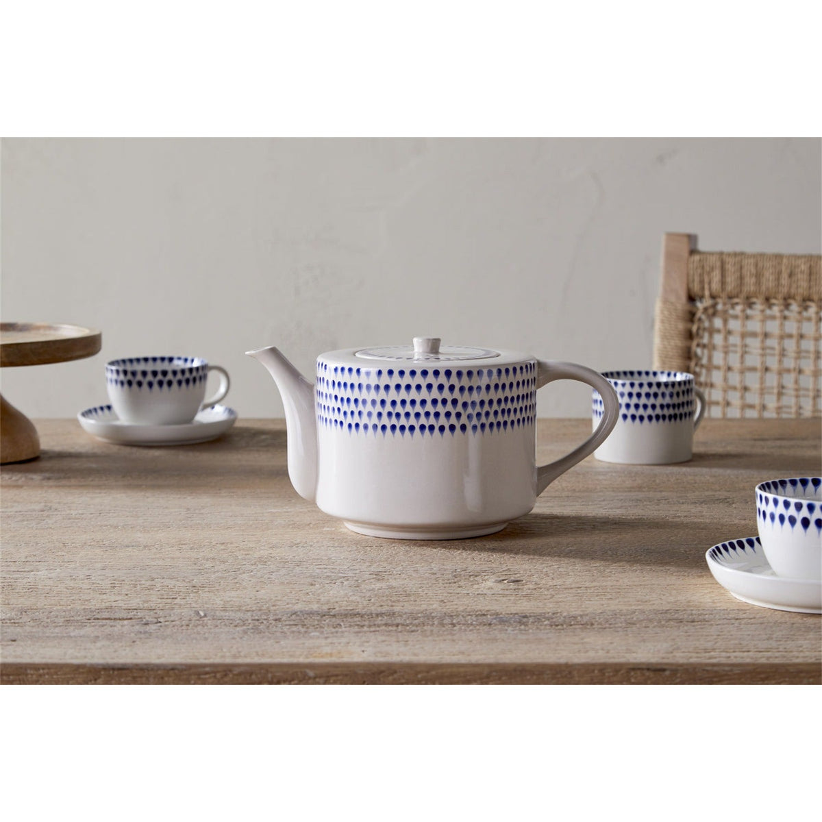Indigo Drop Large 4 Person Teapot - Indigo