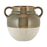 Inha Reactive Glaze Ceramic Vase - Dark Olive & Natural