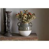 Inha Reactive Glaze Ceramic Vase - Dark Olive & Natural