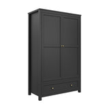Ives 2 Door Wardrobe - Black with Antique Brass