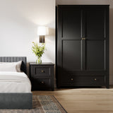 Ives 2 Door Wardrobe - Black with Antique Brass