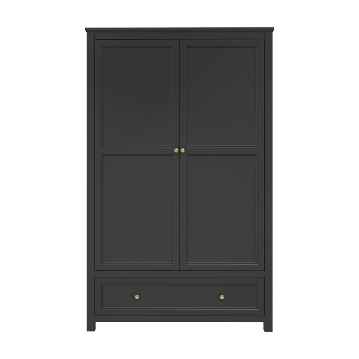 Ives 2 Door Wardrobe - Black with Antique Brass