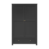 Ives 2 Door Wardrobe - Black with Antique Brass