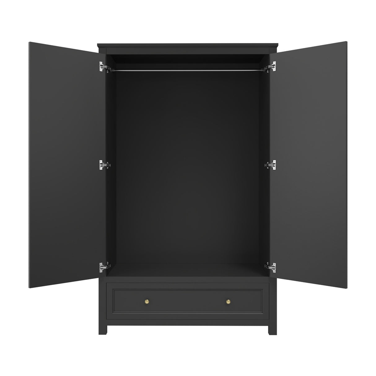 Ives 2 Door Wardrobe - Black with Antique Brass