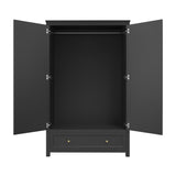Ives 2 Door Wardrobe - Black with Antique Brass