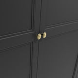 Ives 2 Door Wardrobe - Black with Antique Brass