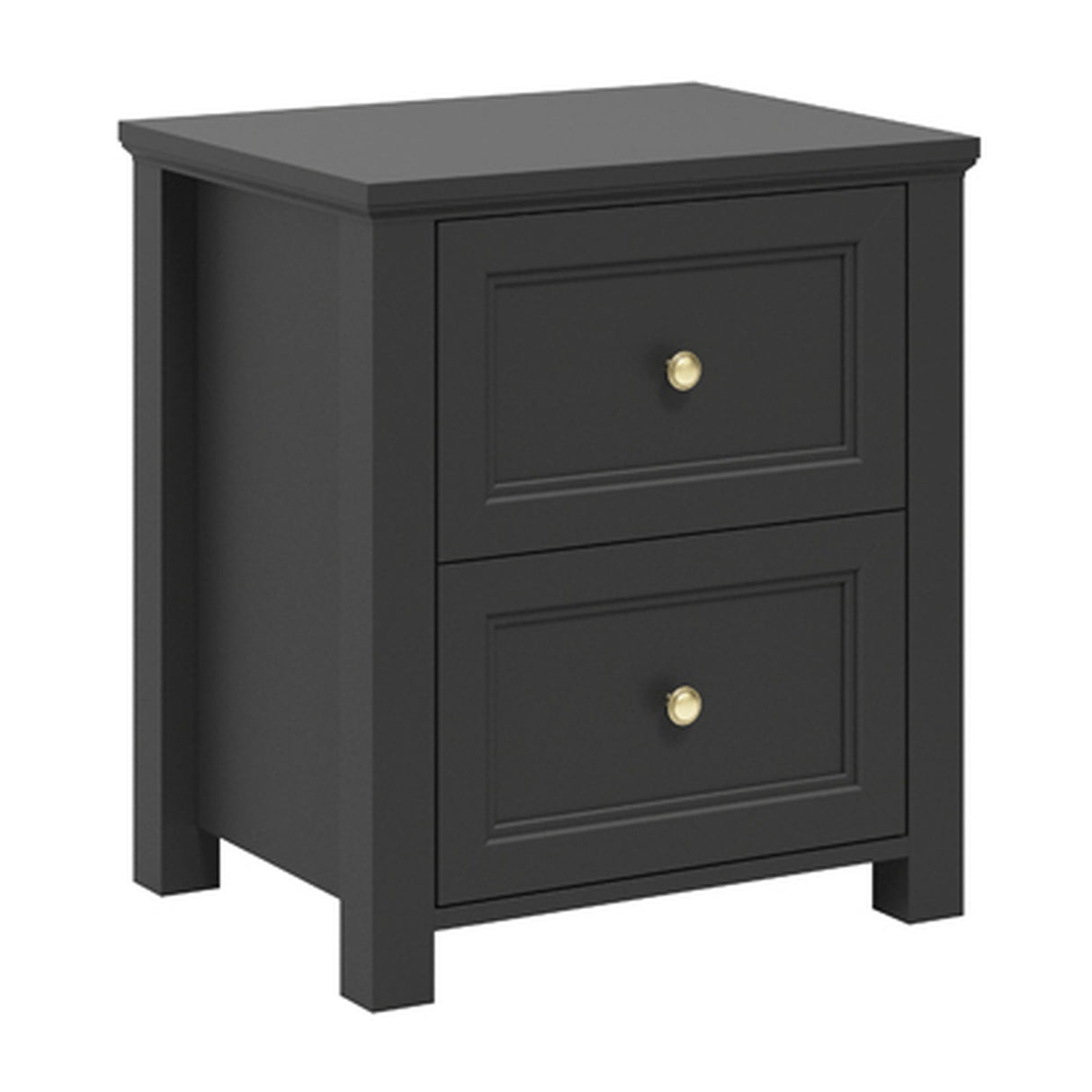 Ives Bedside Table - Black with Antique Brass