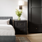 Ives Bedside Table - Black with Antique Brass