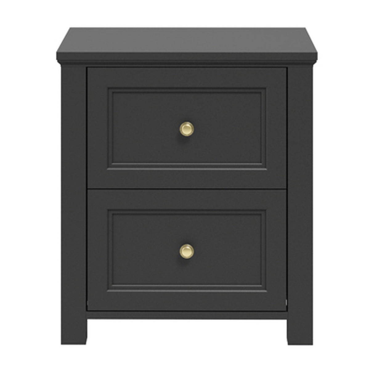 Ives Bedside Table - Black with Antique Brass