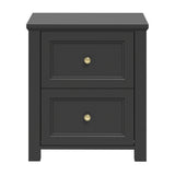 Ives Bedside Table - Black with Antique Brass