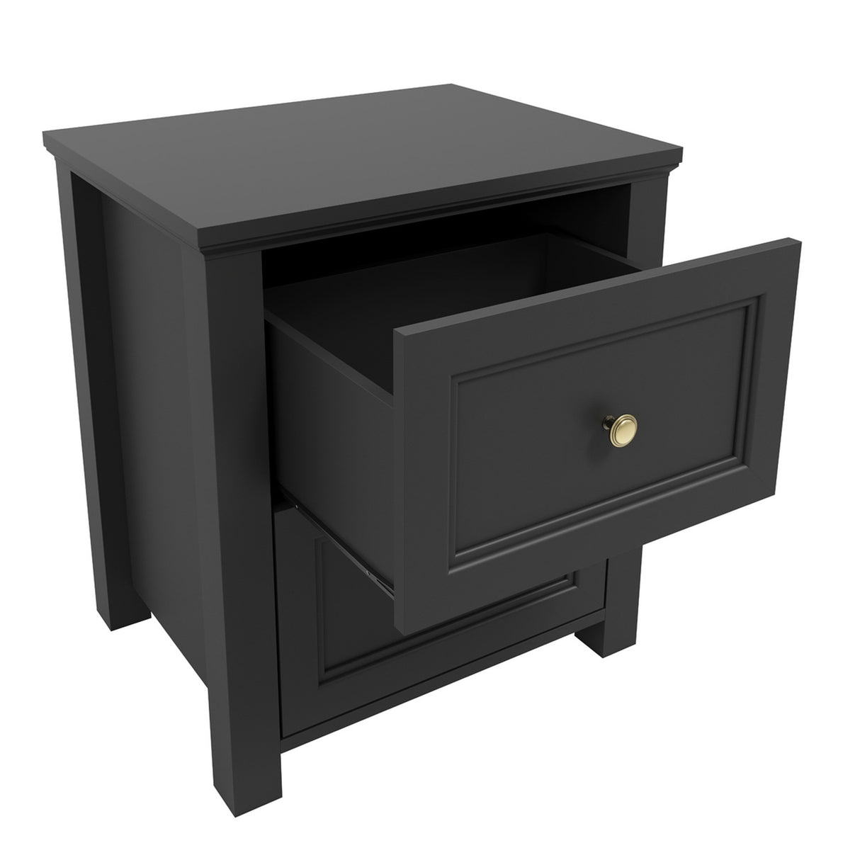 Ives Bedside Table - Black with Antique Brass