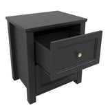 Ives Bedside Table - Black with Antique Brass