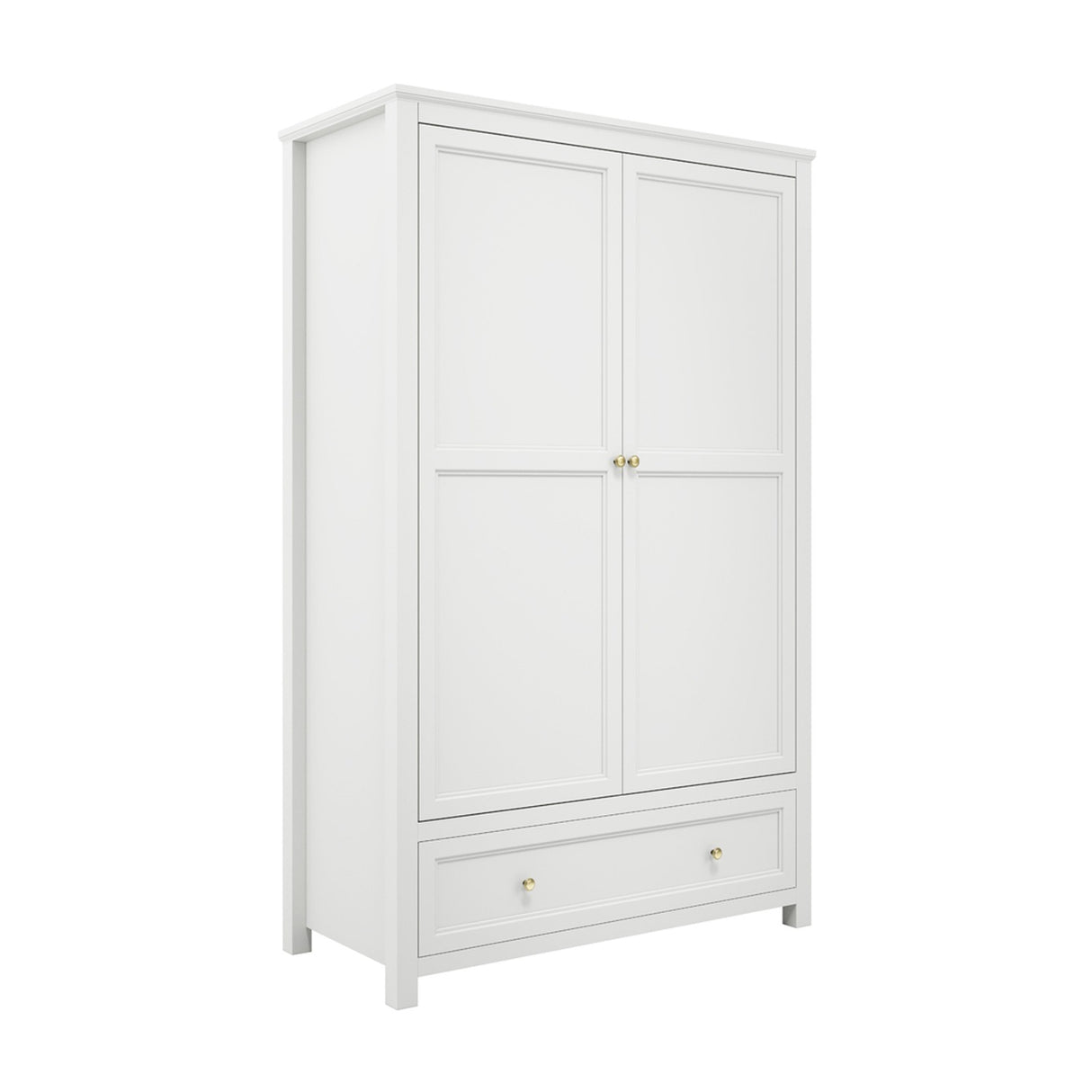 Ives 2 Door Wardrobe - White with Antique Brass