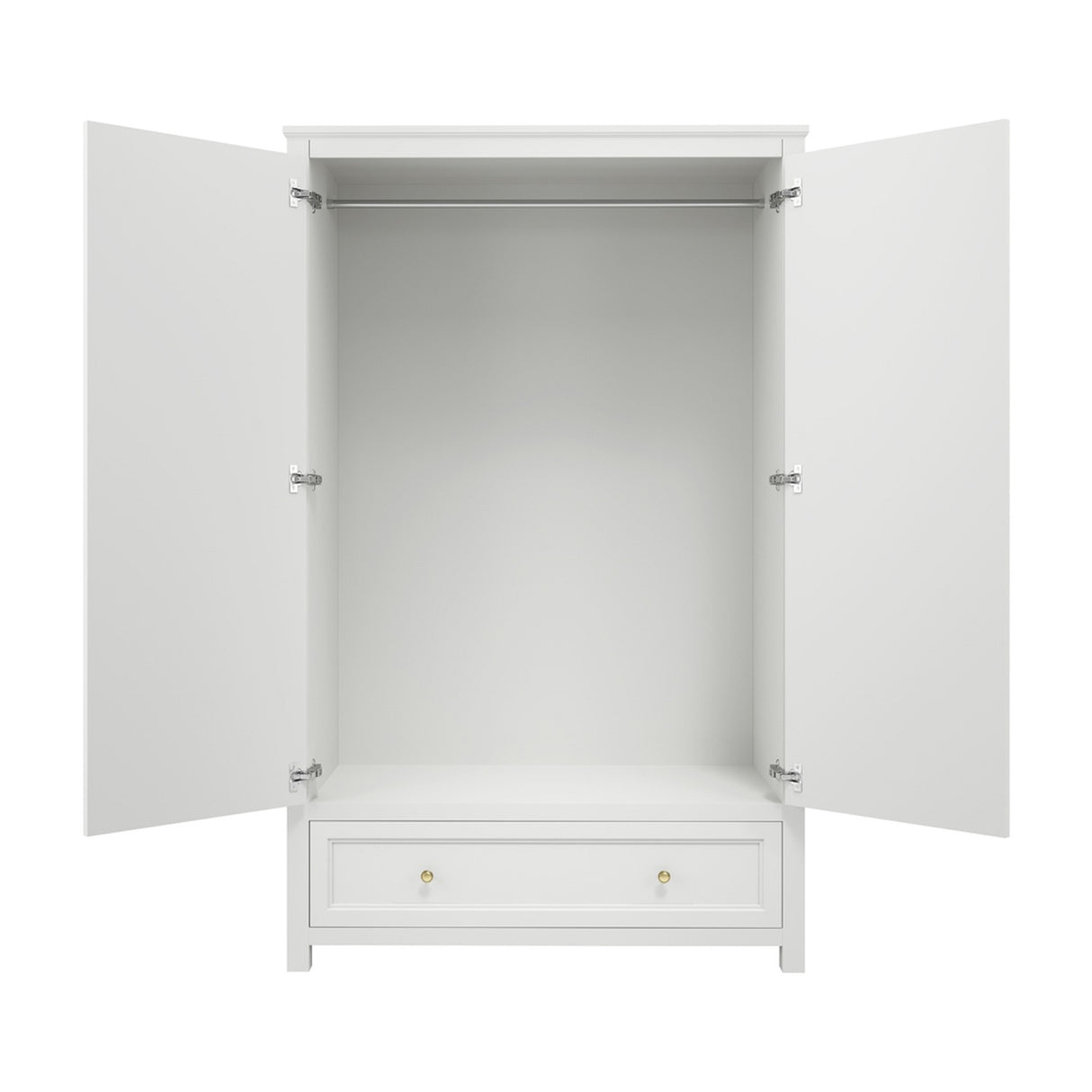 Ives 2 Door Wardrobe - White with Antique Brass