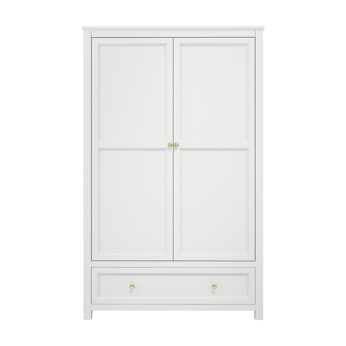 Ives 2 Door Wardrobe - White with Antique Brass