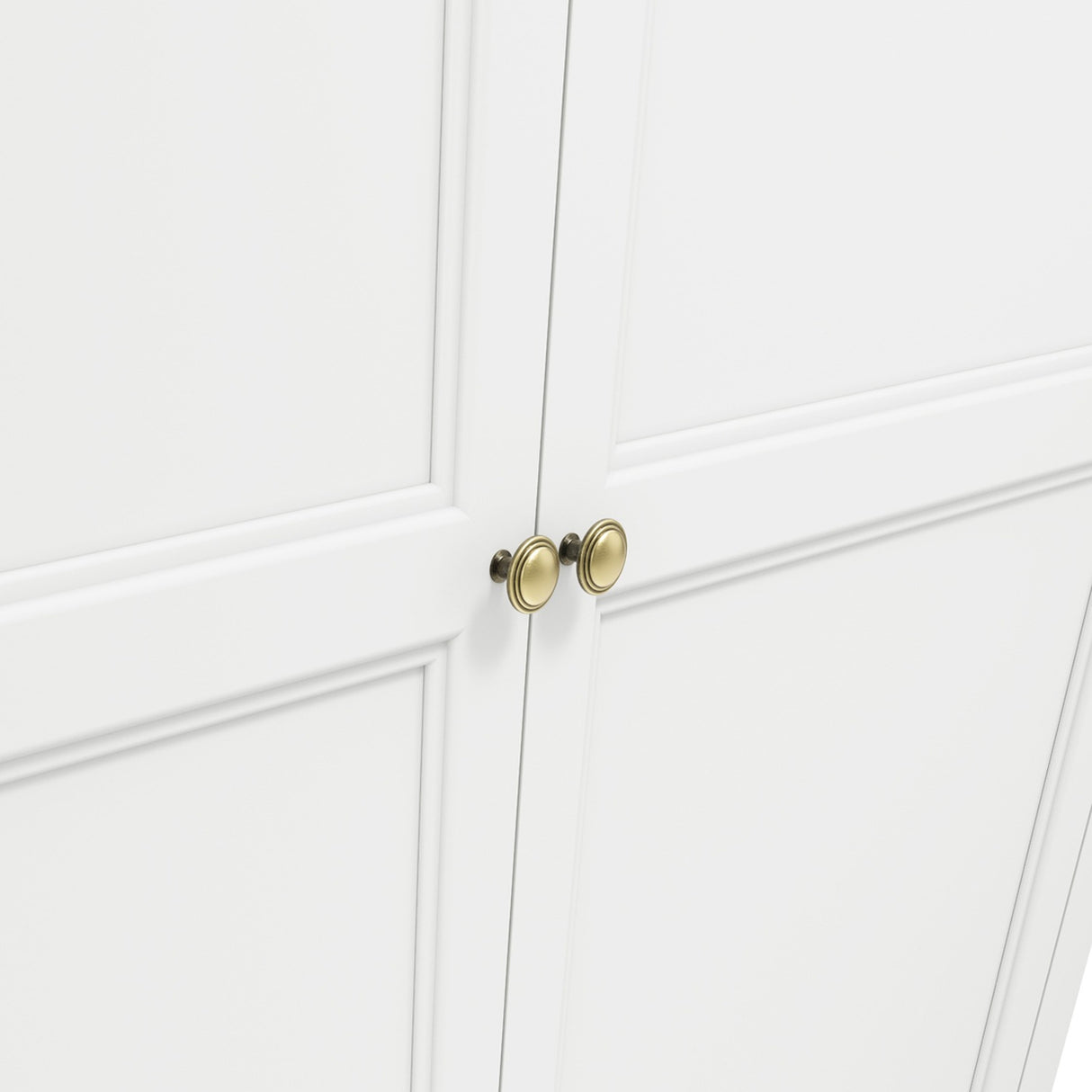 Ives 2 Door Wardrobe - White with Antique Brass
