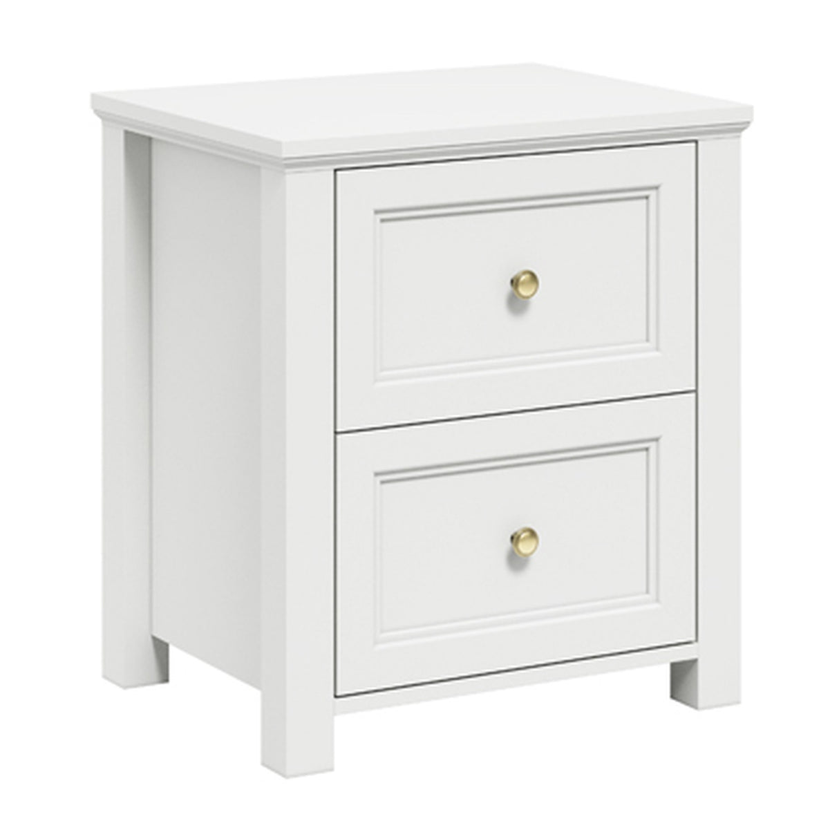 Ives Bedside Table - White with Antique Brass