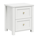 Ives Bedside Table - White with Antique Brass