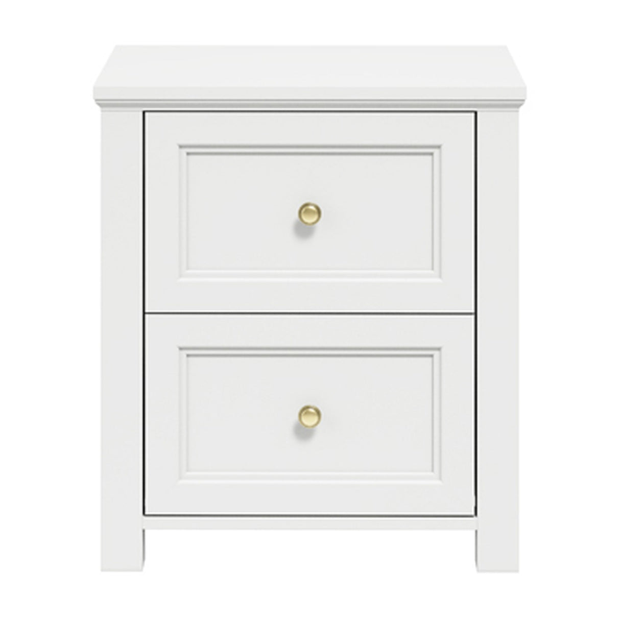 Ives Bedside Table - White with Antique Brass