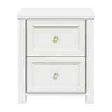 Ives Bedside Table - White with Antique Brass