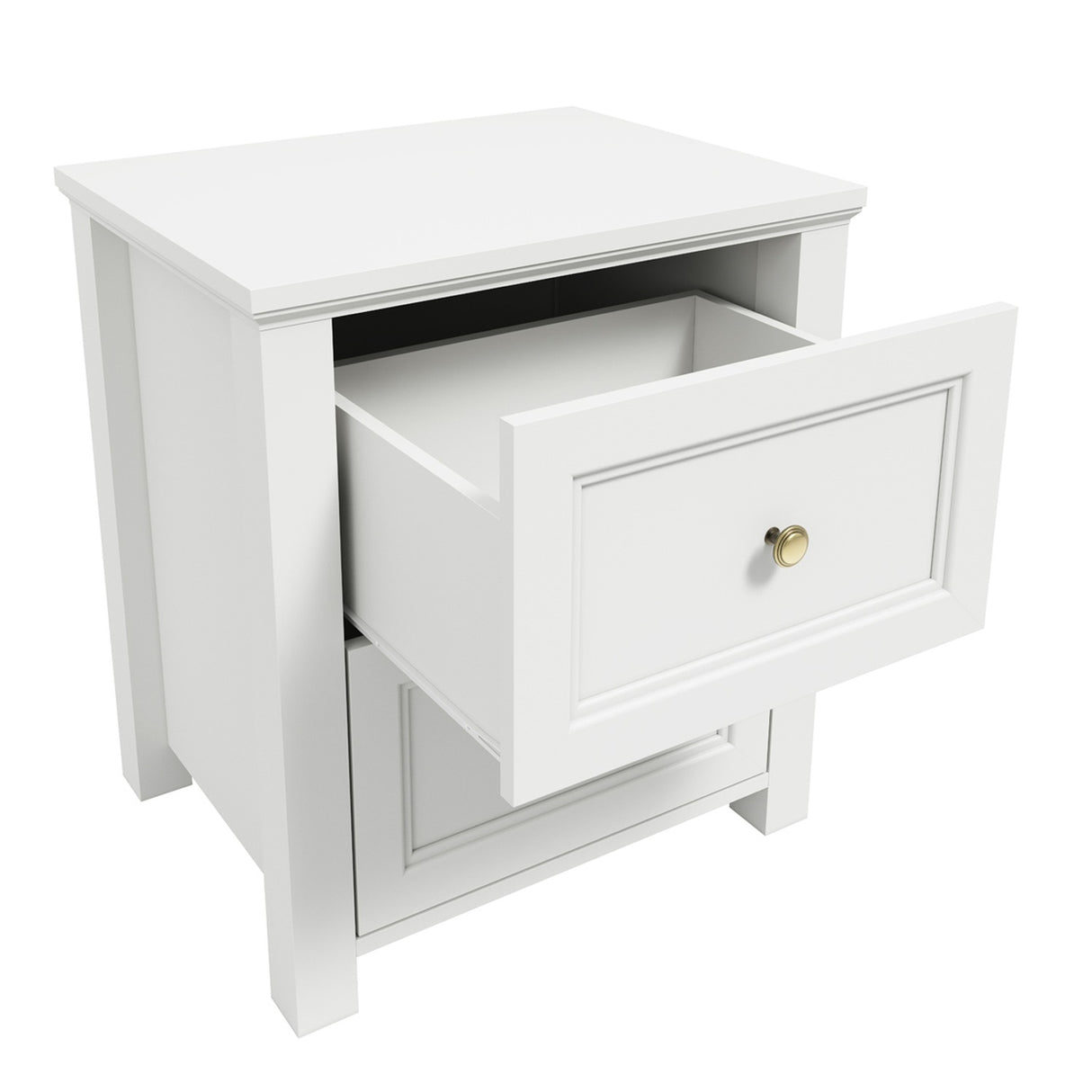Ives Bedside Table - White with Antique Brass