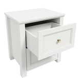 Ives Bedside Table - White with Antique Brass