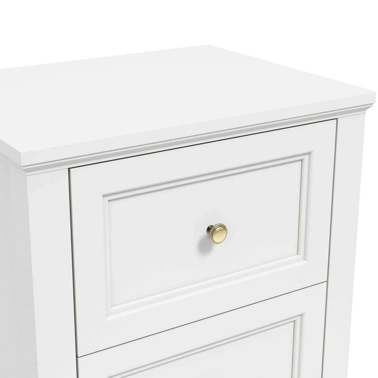 Ives Bedside Table - White with Antique Brass