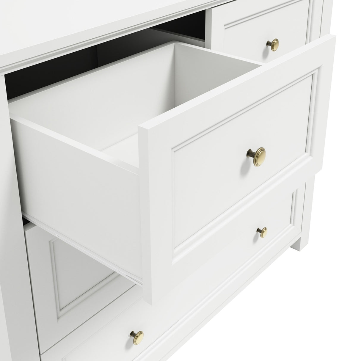 Ives Chest of Drawers - White with Antique Brass