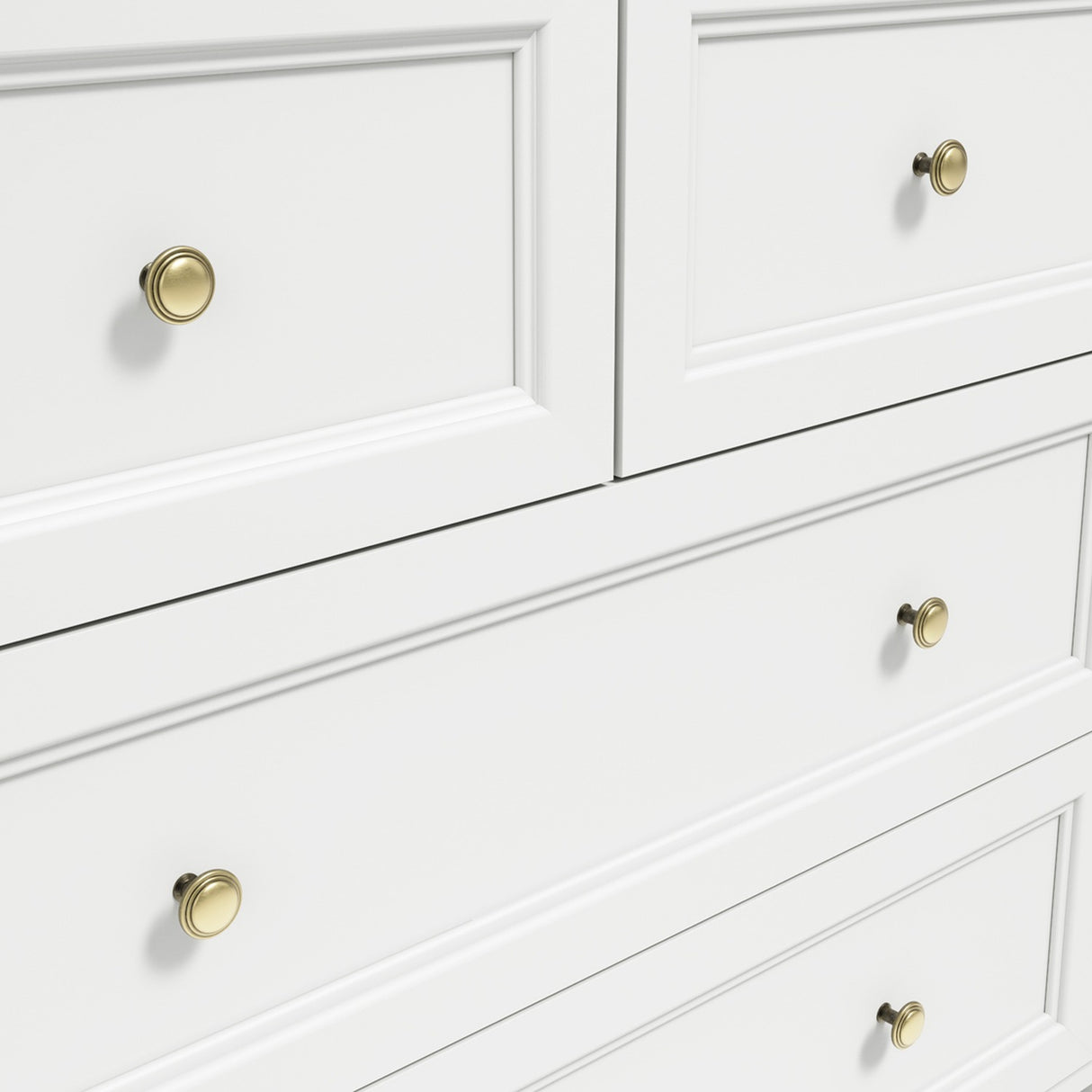Ives Chest of Drawers - White with Antique Brass