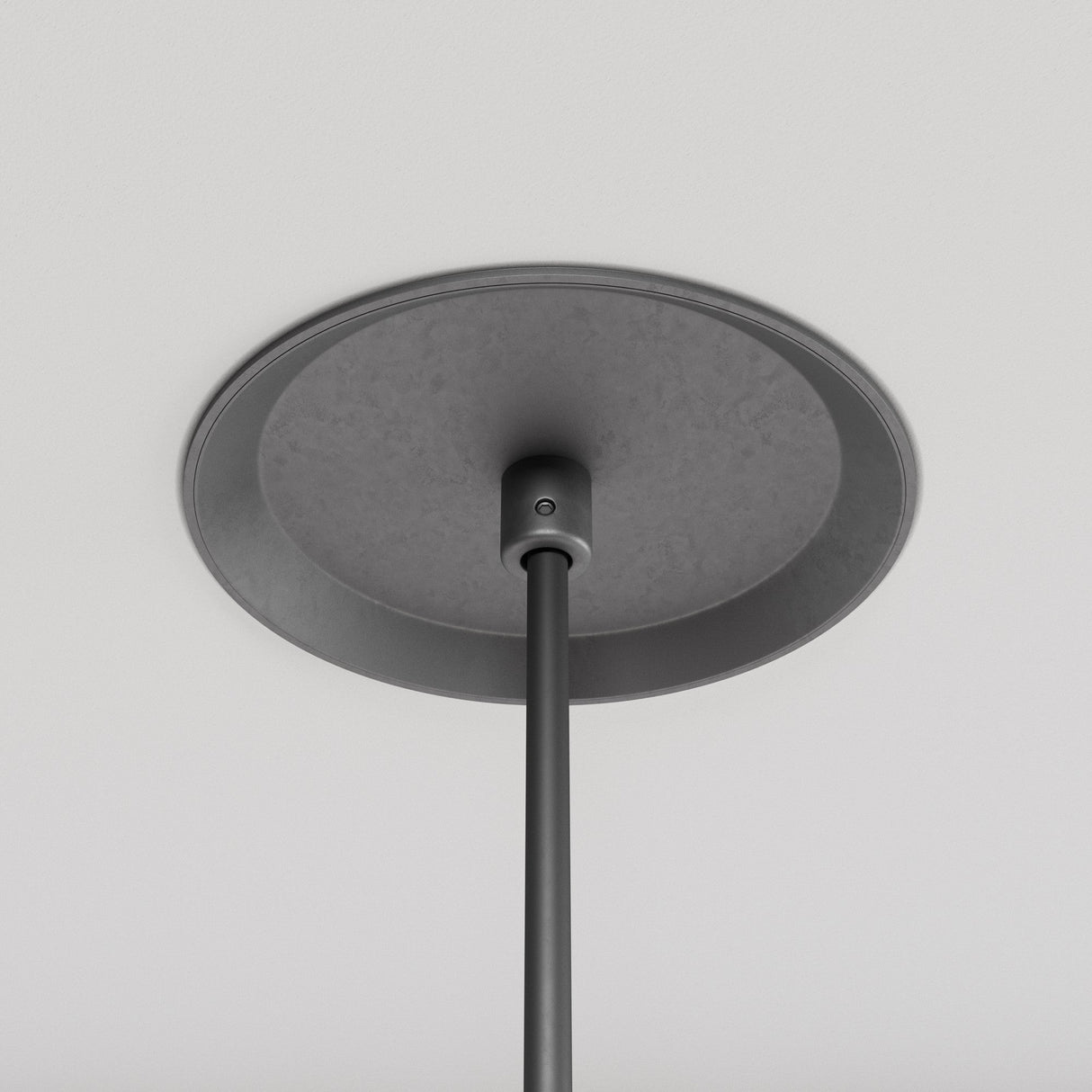 Close-up of the Luna LED Recessed Globe Pendant Light 10cm 4000K – Black & White, featuring a sleek, modern design with a short cylindrical stem on a white ceiling, offering energy-efficient LED lighting.