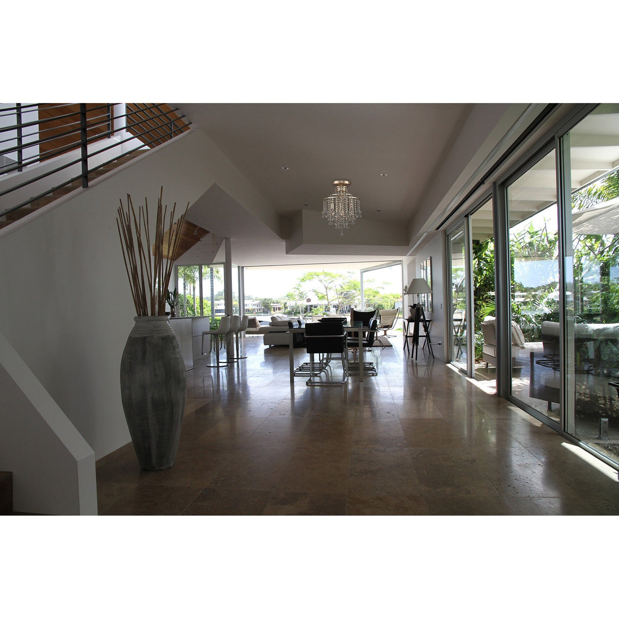 Inina 4 Light Crystal Semi-Flush Ceiling Light - French Gold