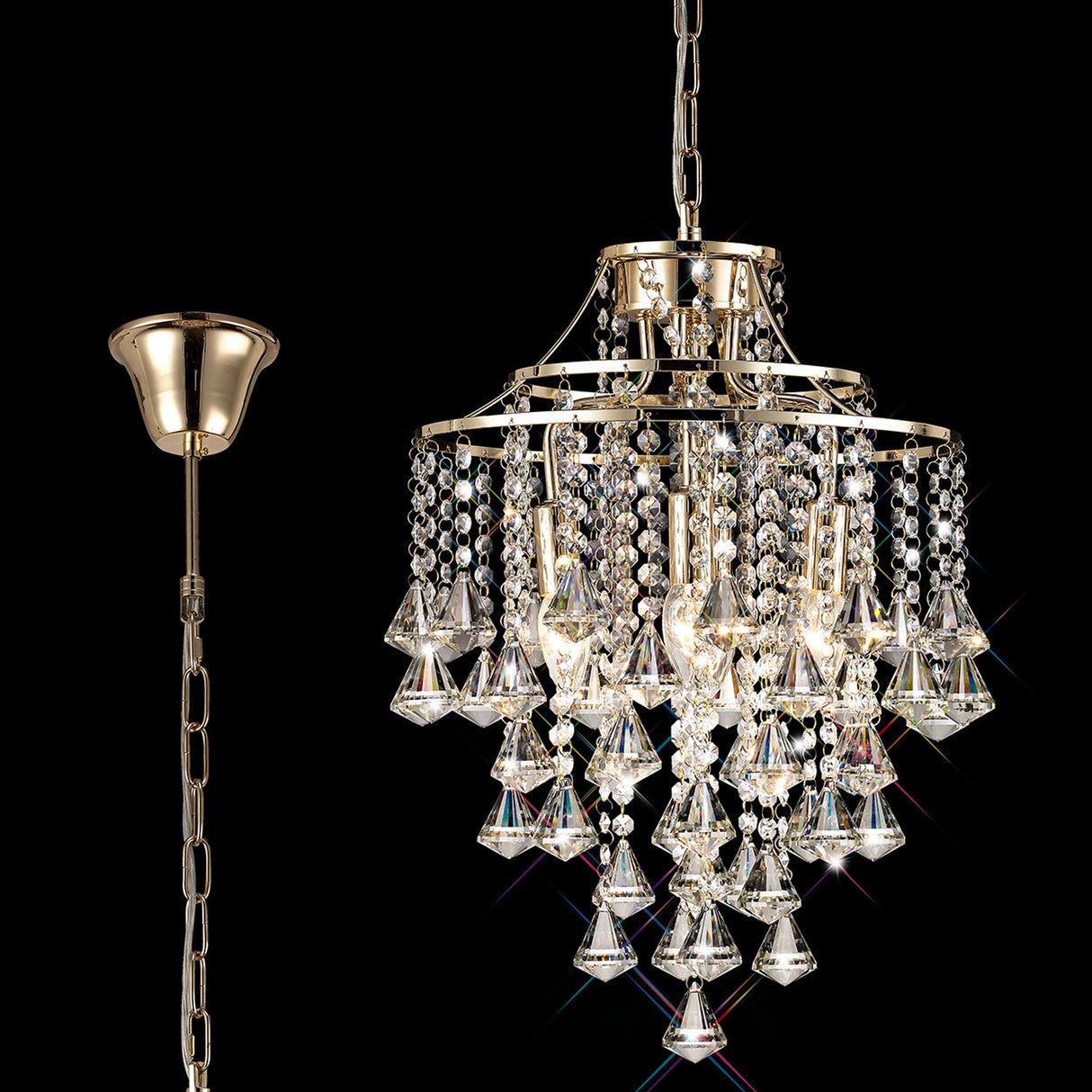 Inina 40cm 4 Light Crystal Chandelier - French Gold