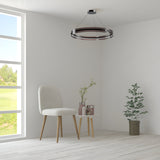 Interior designer view of Interstellar LED Circular Suspension Light in Graphite, highlighting its stylish circular design.