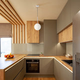 Interior view of the Basic form Globe Pendant Light 20cm in white, designed to add elegance to any space.