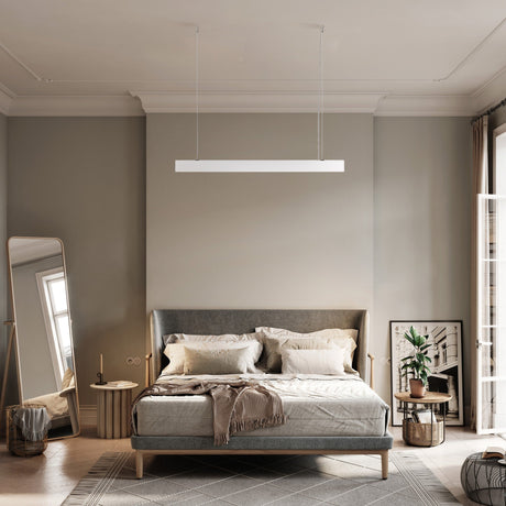 Interior setting featuring Points LED Linear suspension light in White, illuminating contemporary decor.