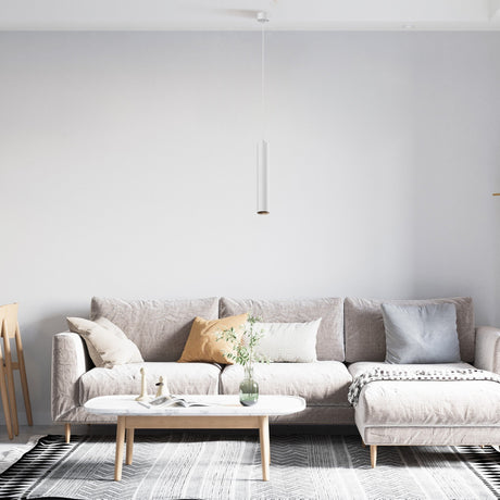 Interior view of Focus LED Pendant Light in white, adding elegance to modern spaces
