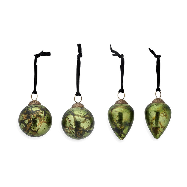 Jalshara Glass Baubles - Moss - Set of 4