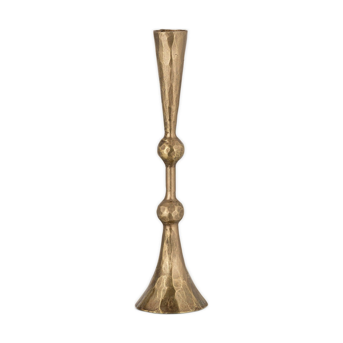 Javanee Medium Hammered Candle Holder - Antique Brass