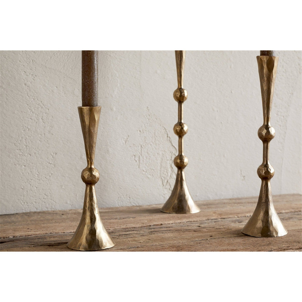 Javanee Medium Hammered Candle Holder - Antique Brass