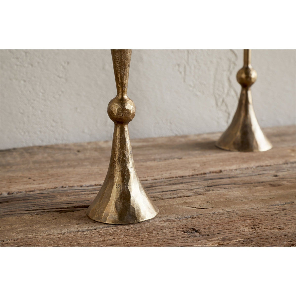 Javanee Medium Hammered Candle Holder - Antique Brass