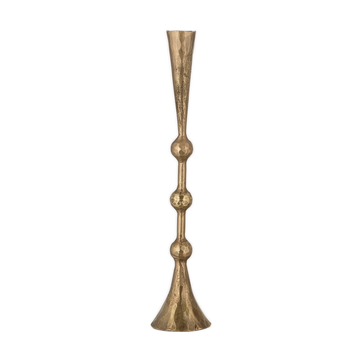 Javanee Large Hammered Candle Holder - Antique Brass